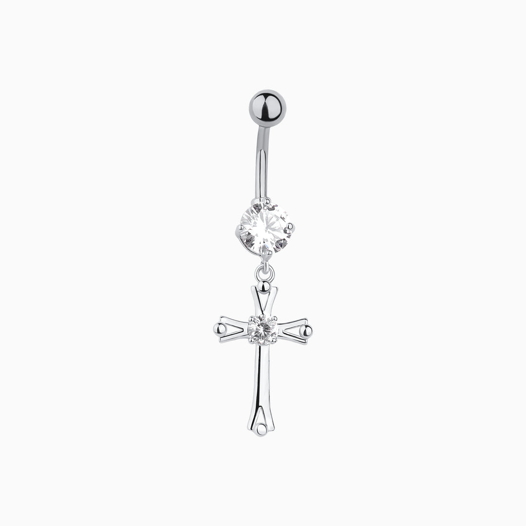 Delicate Cross Belly Ring - OhmoJewelry