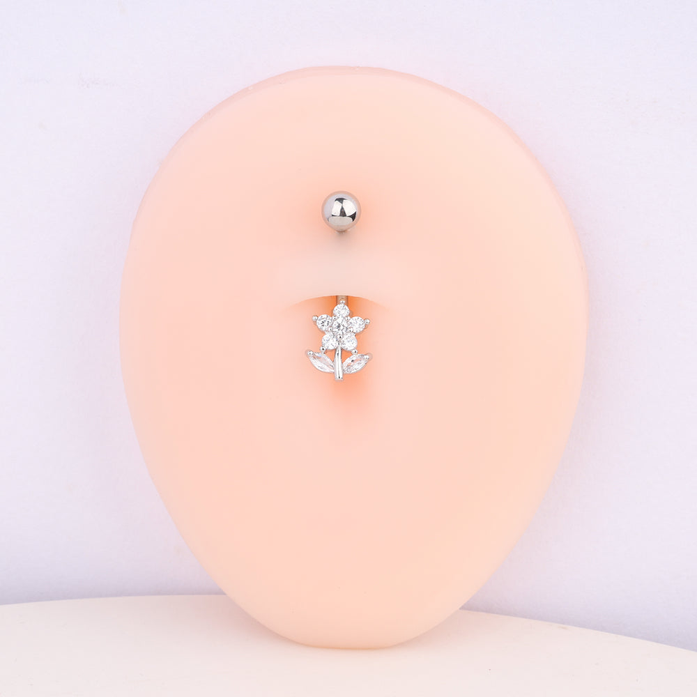 A Flower Belly Ring - OhmoJewelry