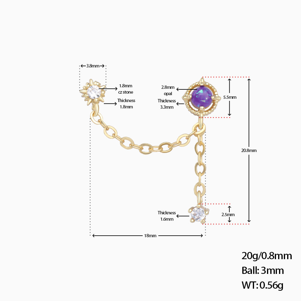 Mystery Purple Opal Chain Earring - OhmoJewelry