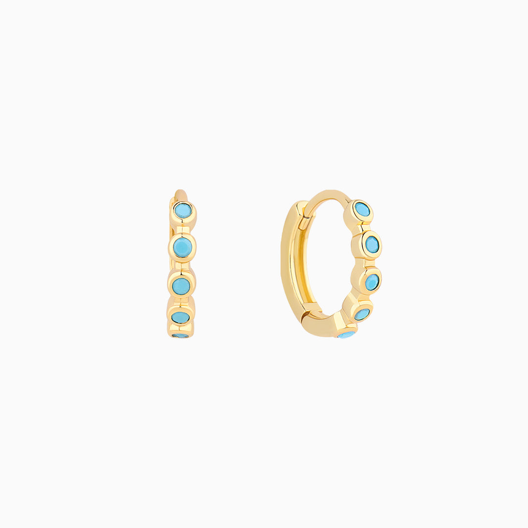 E23m11068 Turquoise Charm Hoops - OhmoJewelry