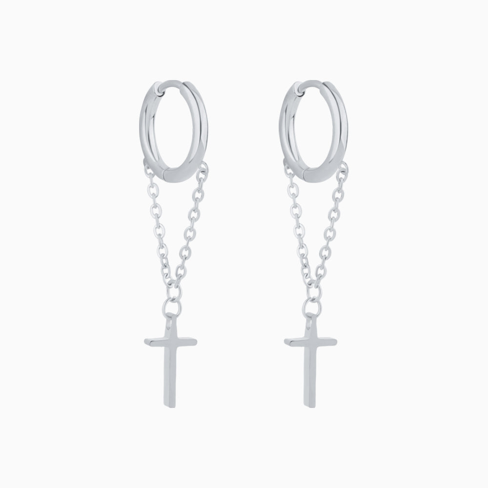 E23m12019 Cross Chain Earrings - OhmoJewelry
