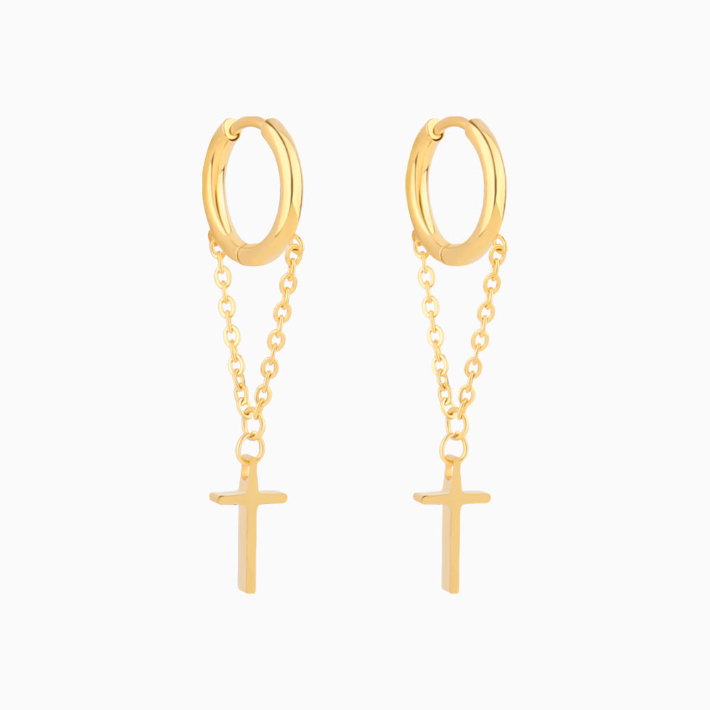 E23m12019 Cross Chain Earrings - OhmoJewelry