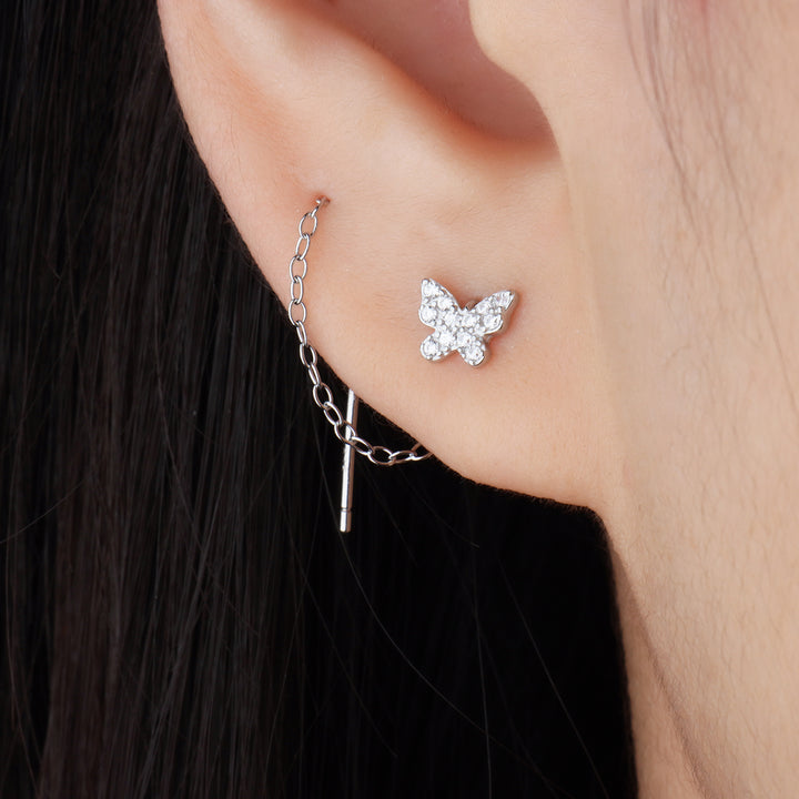 Sparkling Butterfly Ear Threads - OhmoJewelry