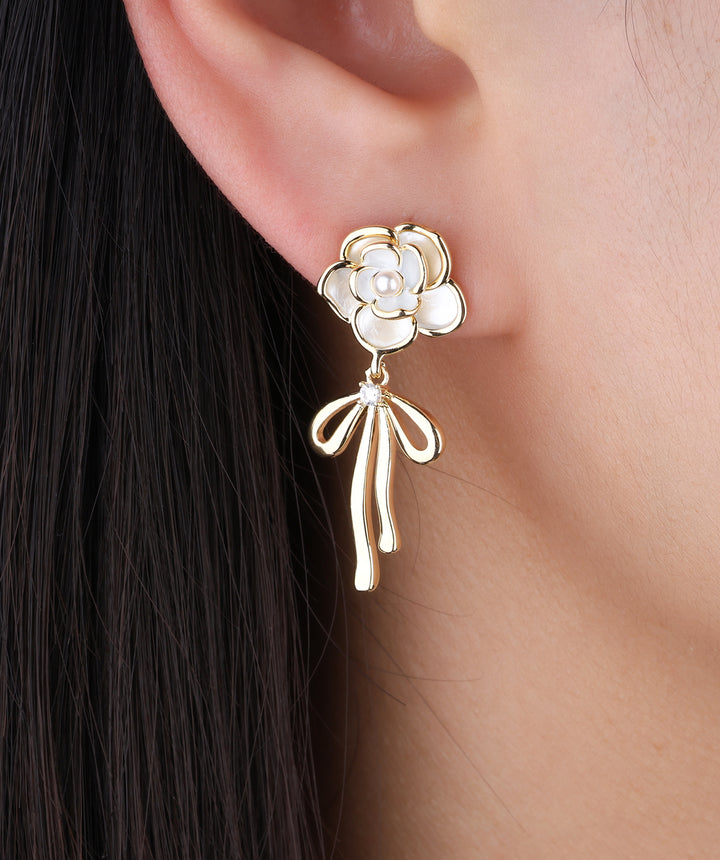 Camellia Bow Drop Earrings