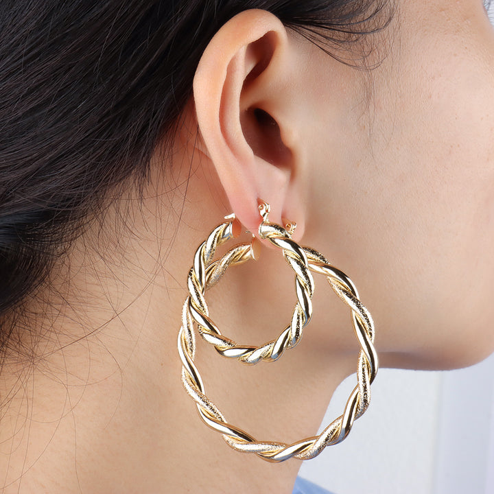Frosted Twist Hoops - OhmoJewelry