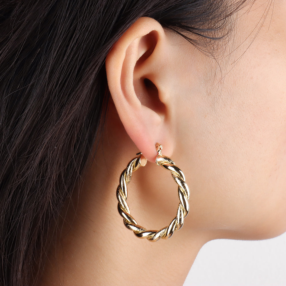 Frosted Twist Hoops - OhmoJewelry