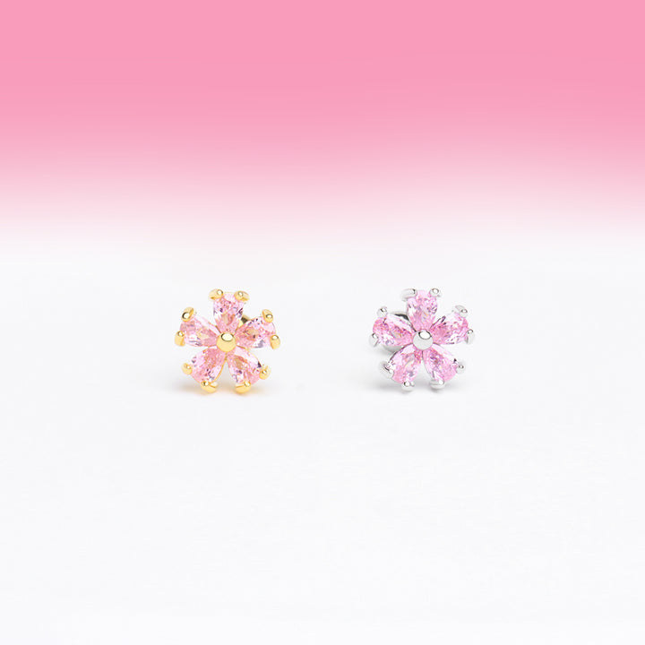 E2401006 Exquisite Pink Flower Stud - OhmoJewelry