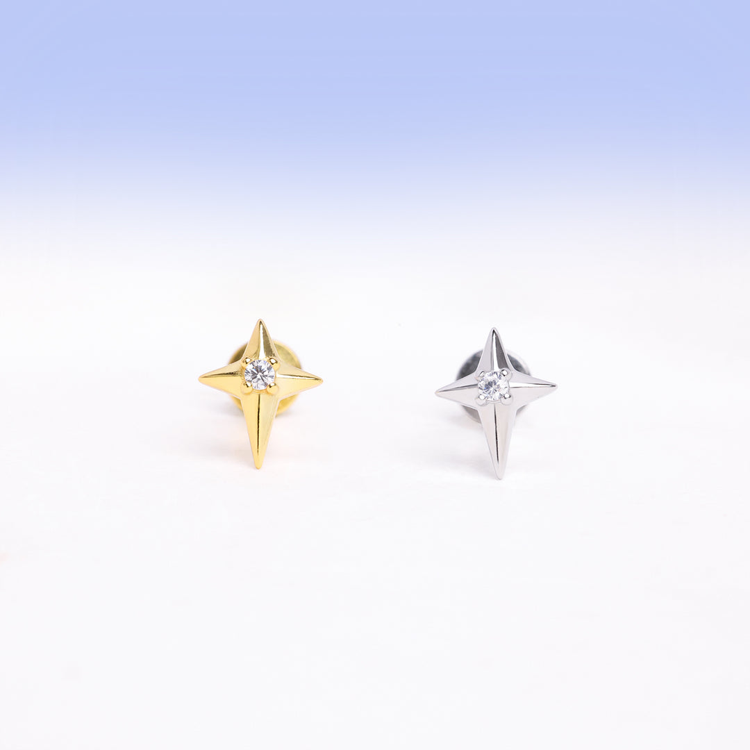 Four-Pointed Star Stud - OhmoJewelry