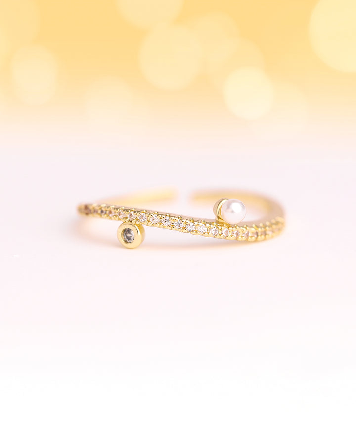 Wave Pearl Gemstone Ring