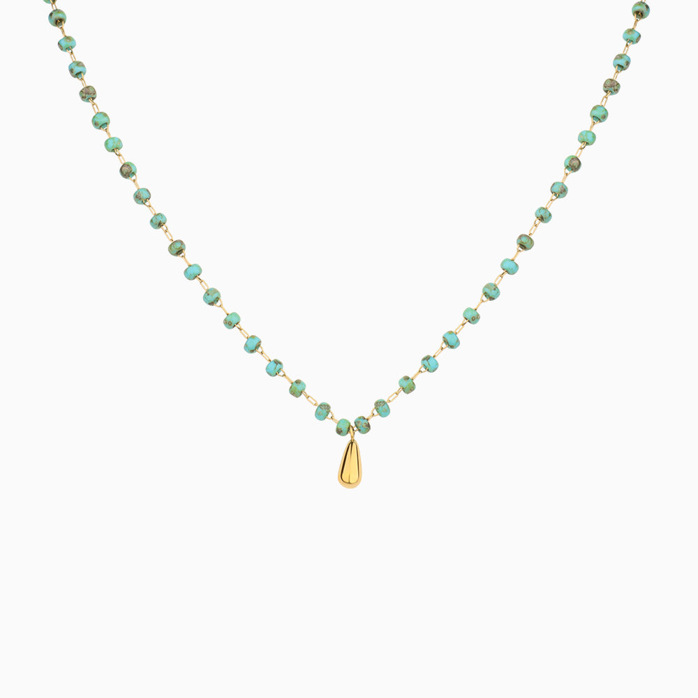 Blue Green Bead Necklace - OhmoJewelry