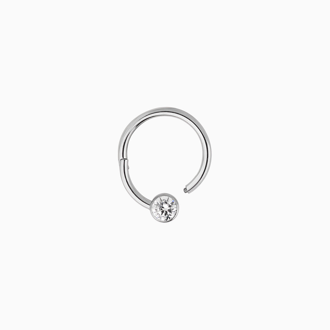 Titanium Basic Gemstone Clicker Hoop - OhmoJewelry