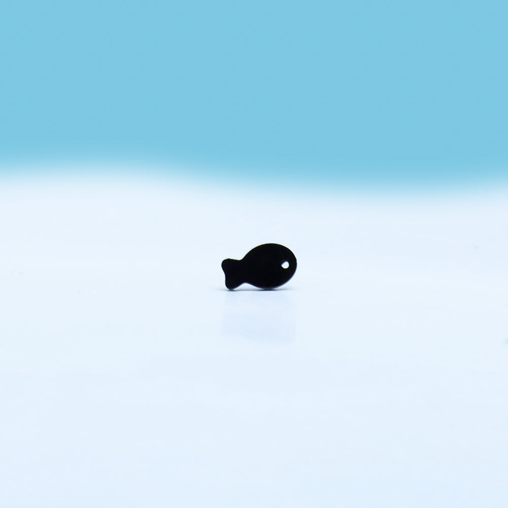 Black Cute Fish Stud - OhmoJewelry