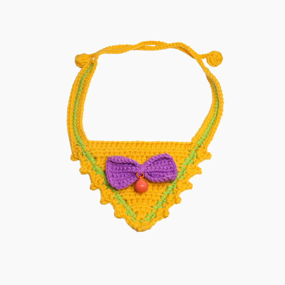 Bow Triangle Crochet Cat Scarf - OhmoJewelry