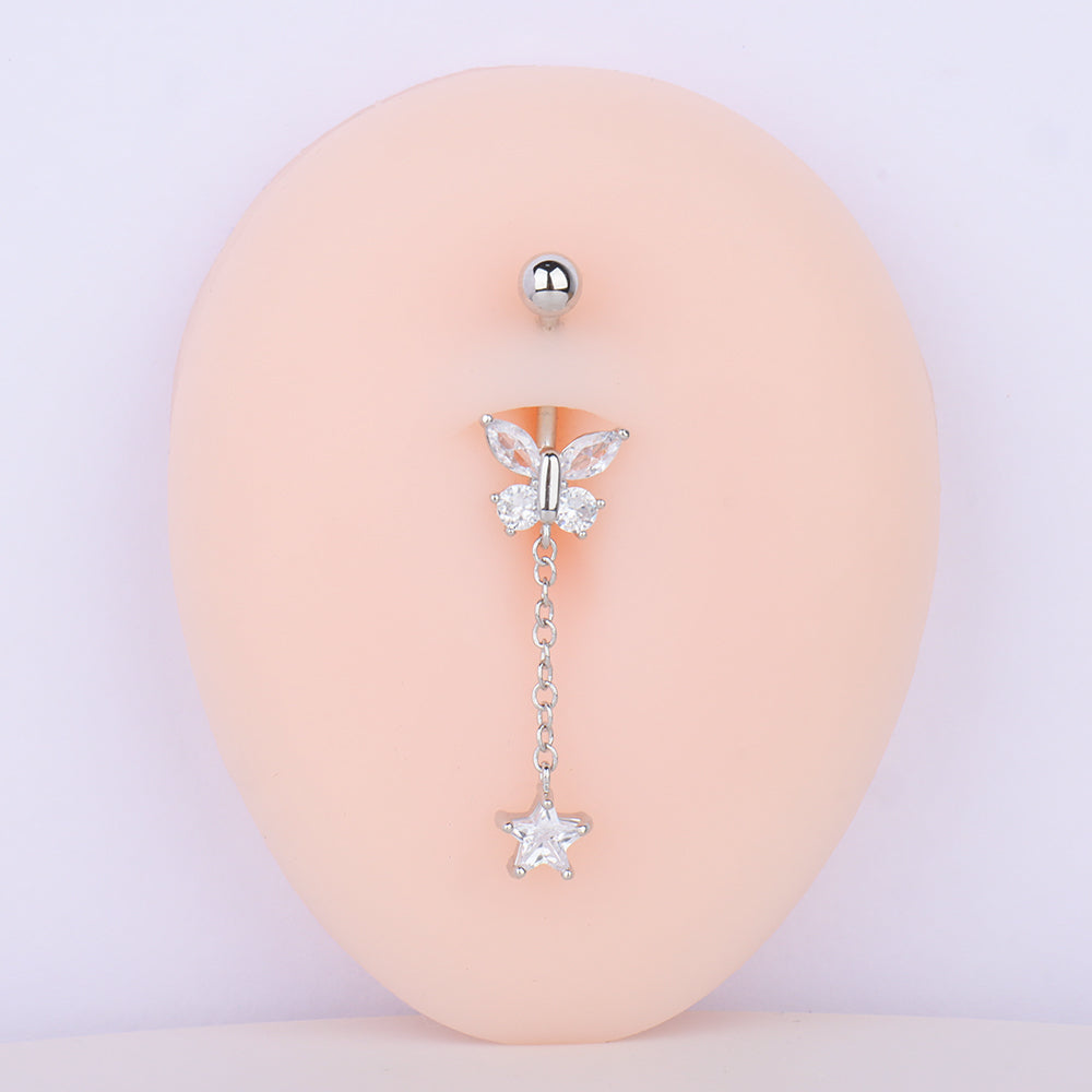 Butterfly Chain Star Pendant Belly Ring - OhmoJewelry