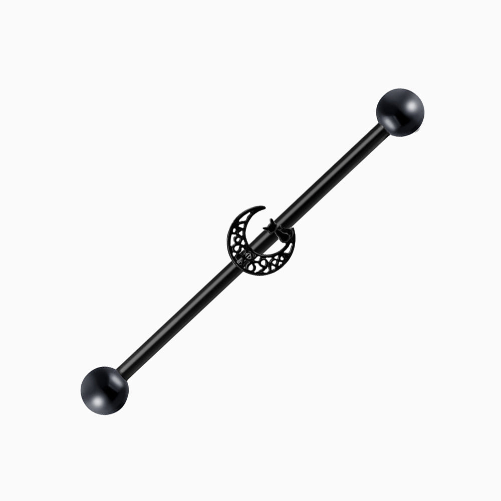 Cat &amp; Moon Industrial Barbell - OhmoJewelry