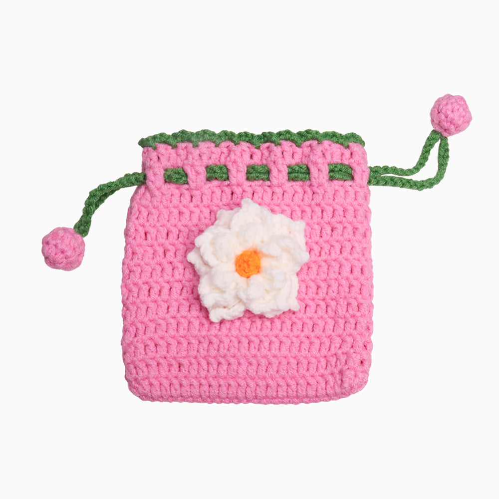 Cute Flower Crochet Drawstring Bag - OhmoJewelry