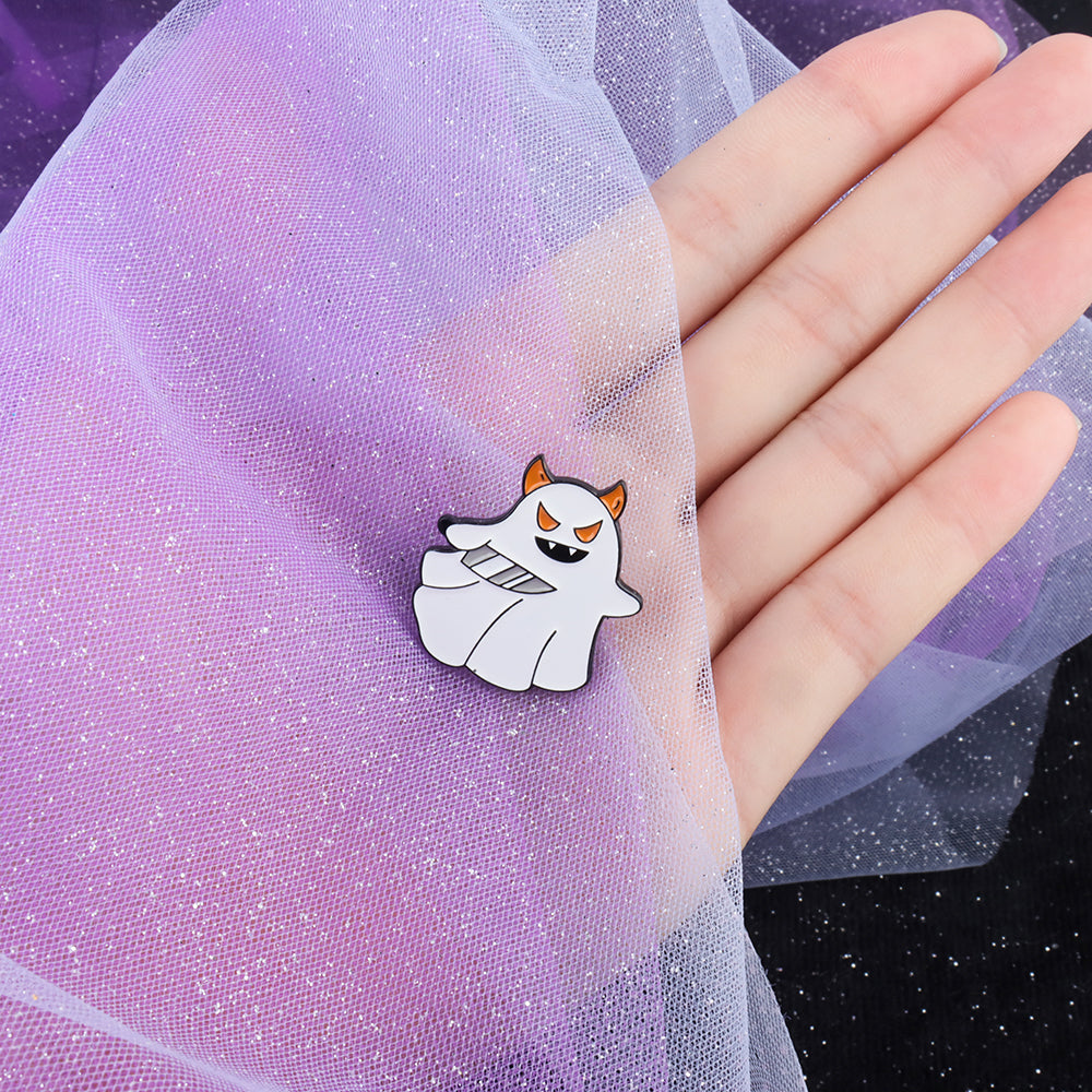 Cute Ghost With Knife Pin - OhmoJewelry