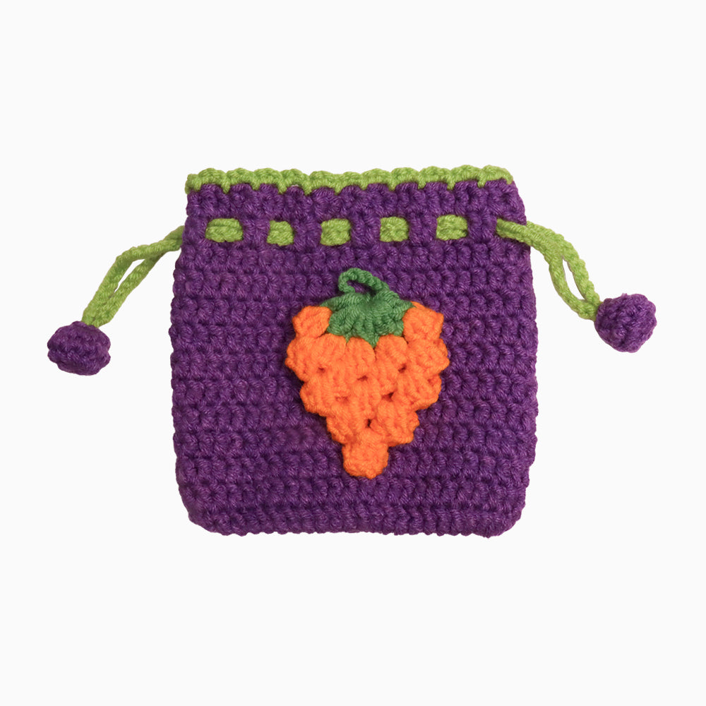 Cute Grape Crochet Drawstring Bag - OhmoJewelry
