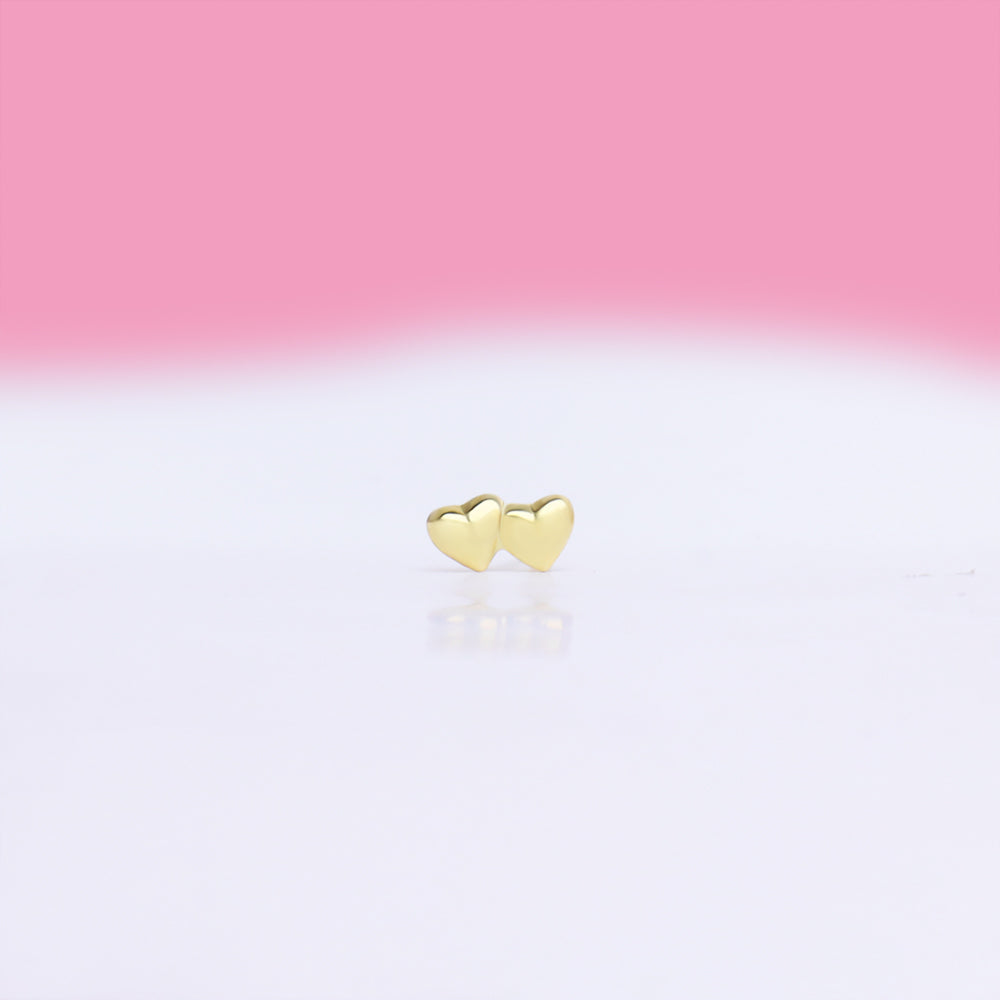 Double Heart Nose Stud - OhmoJewelry