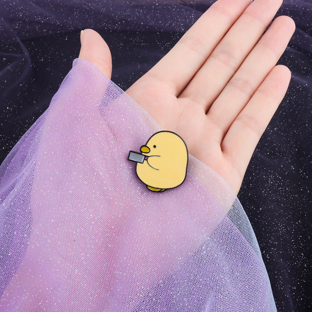 Little Yellow Duck Pin With Knife - OhmoJewelry