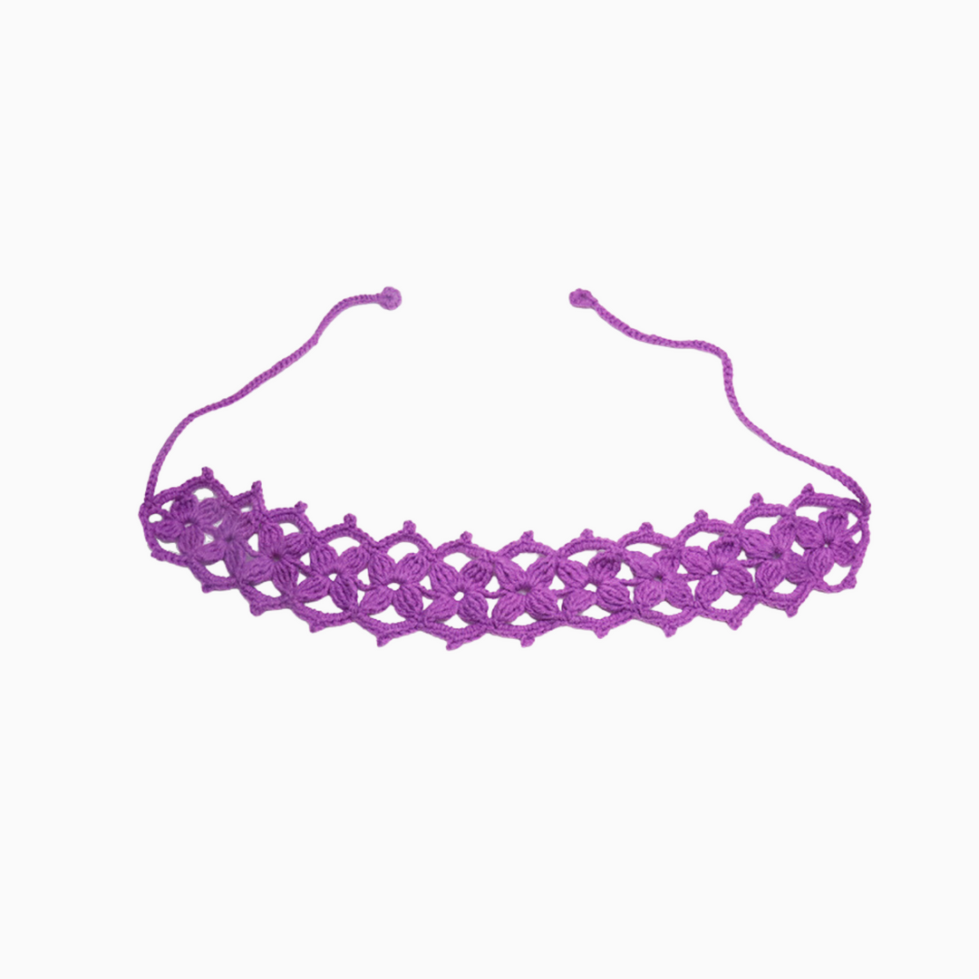 Purple Flower Crochet Headband - OhmoJewelry