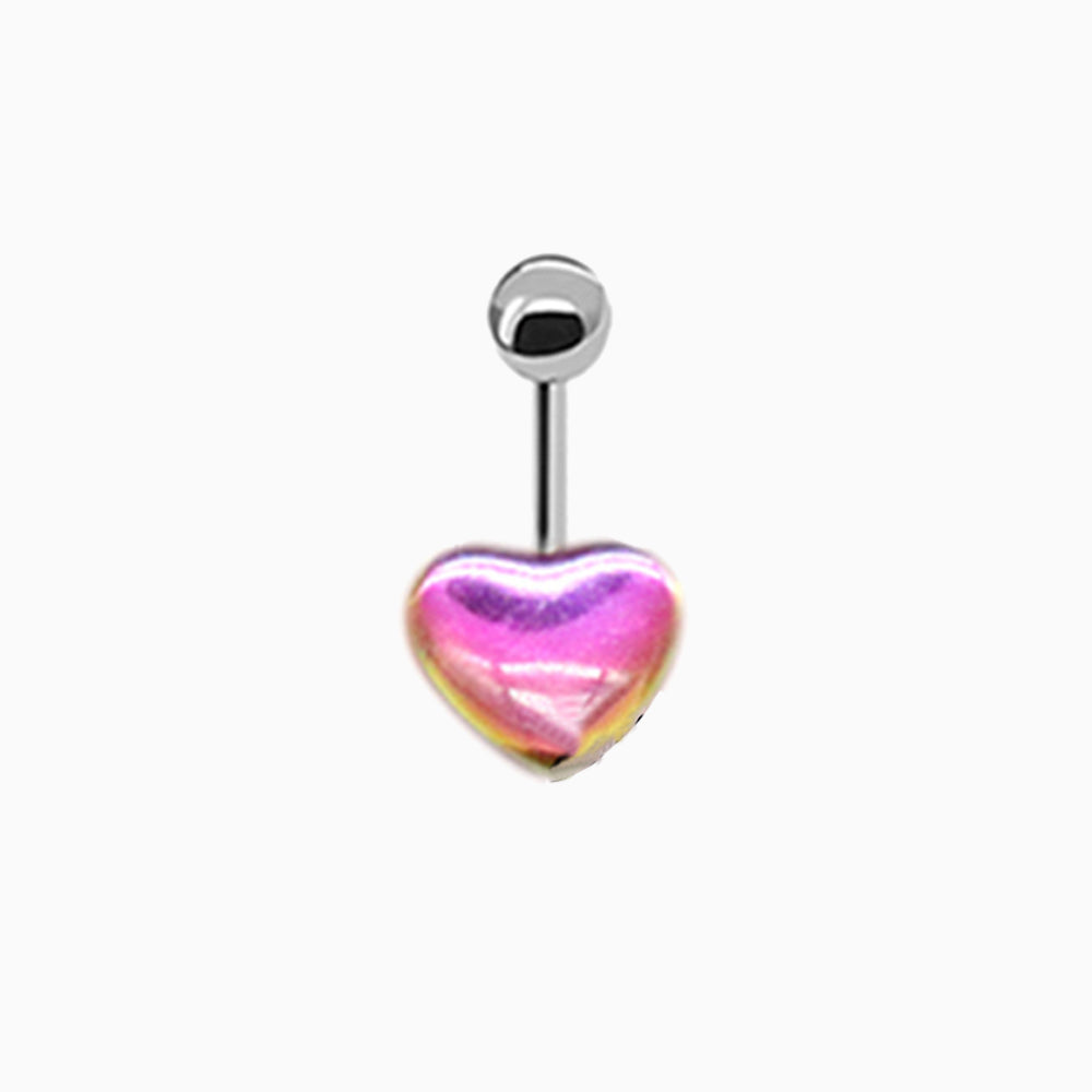 Rainbow Heart Belly Ring - OhmoJewelry