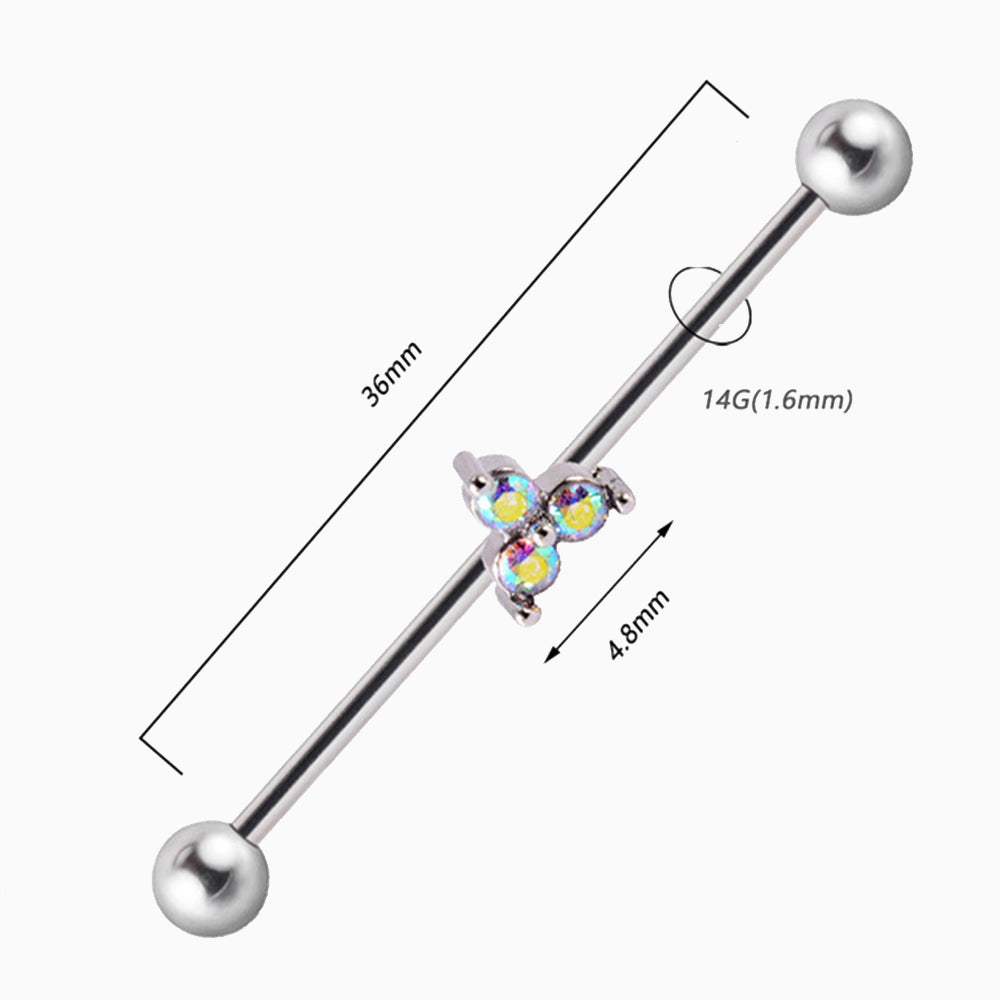 Titanium Colored Zircon Industrial Barbell - OhmoJewelry