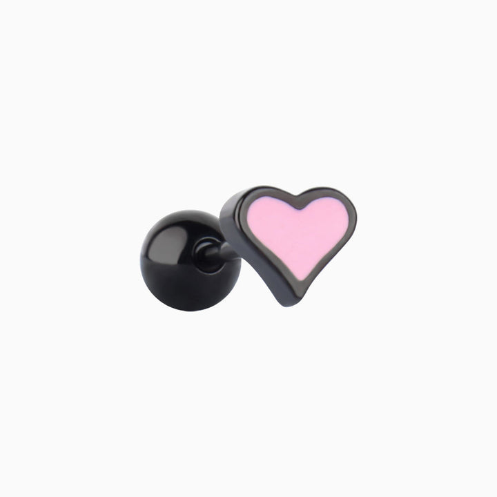 Black&Pink Heart Stud - OhmoJewelry