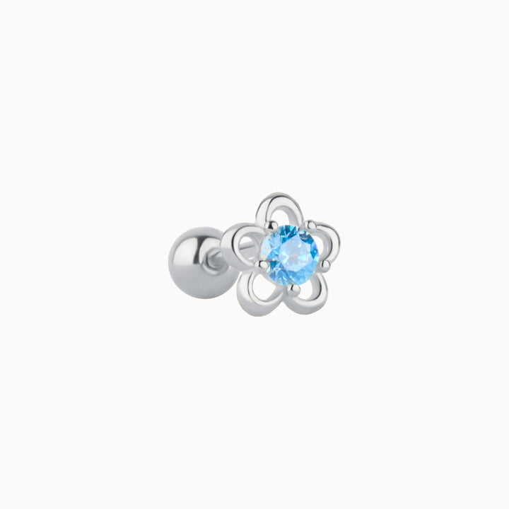 Blue Gemstone Flower Stud - OhmoJewelry
