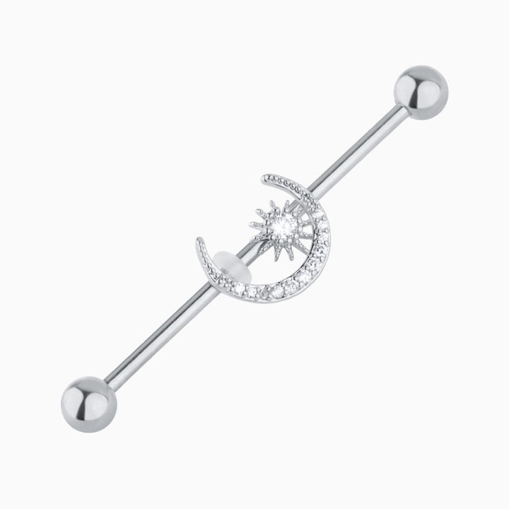 Crescent Star Industrial Barbell - OhmoJewelry