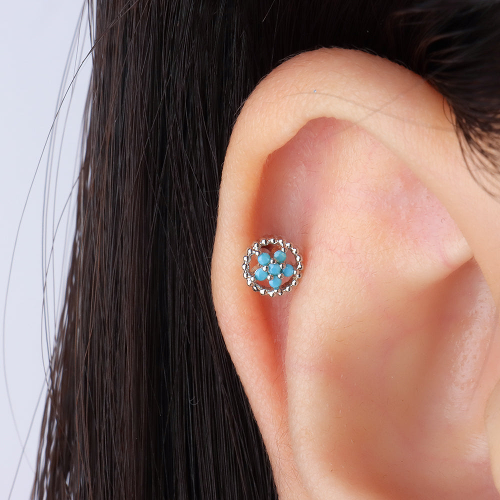 Delicate Turquoise Flower Stud - OhmoJewelry