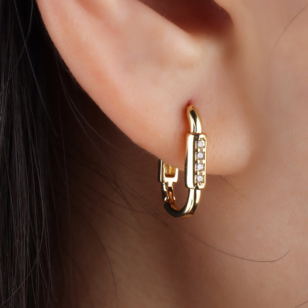The Aarna Lock J Hoop Earrings | BlueStone.com