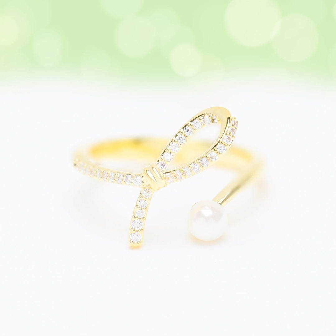 Open Bow Pearl Ring - OhmoJewelry