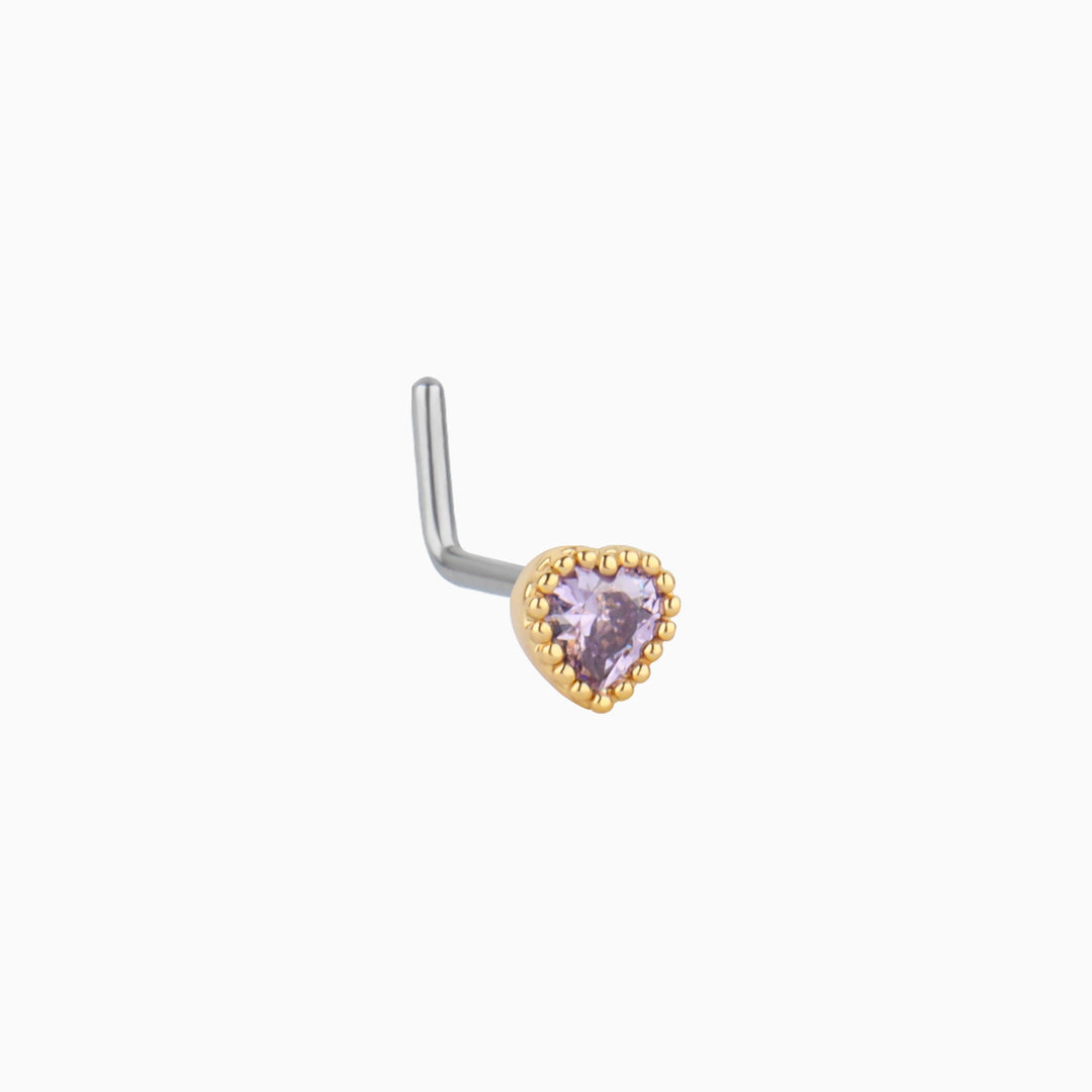 Purple Gem Heart Nose Ring - OhmoJewelry