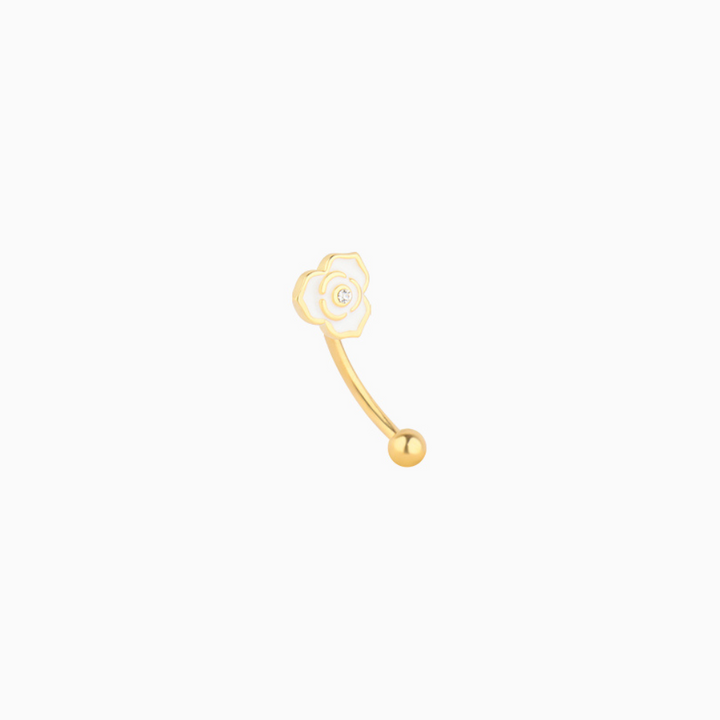 Rose Flower Curved Barbell - OhmoJewelry