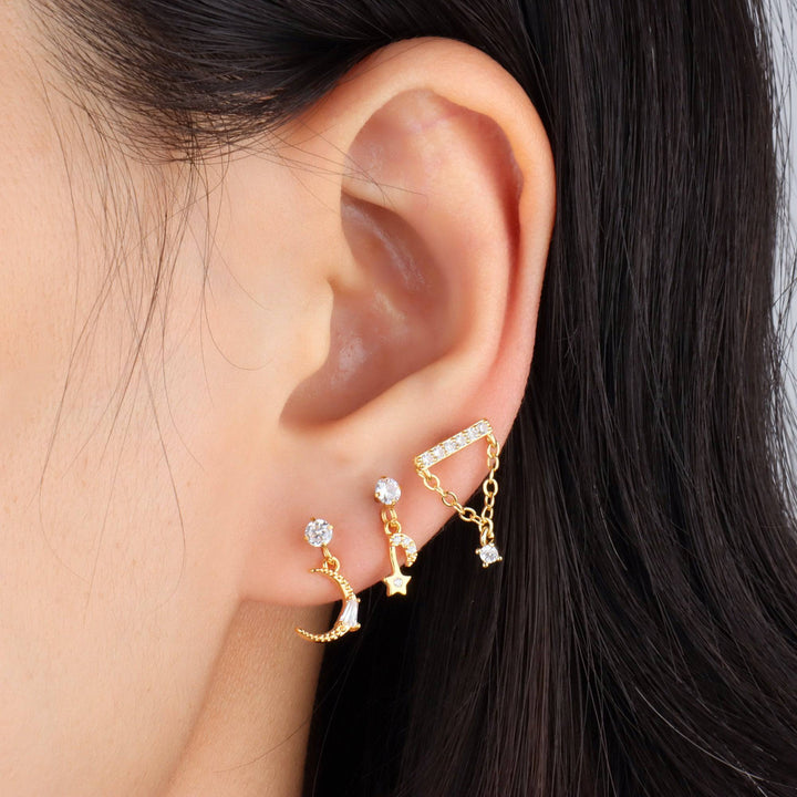 Shiny Crescent Drop Earring - OhmoJewelry