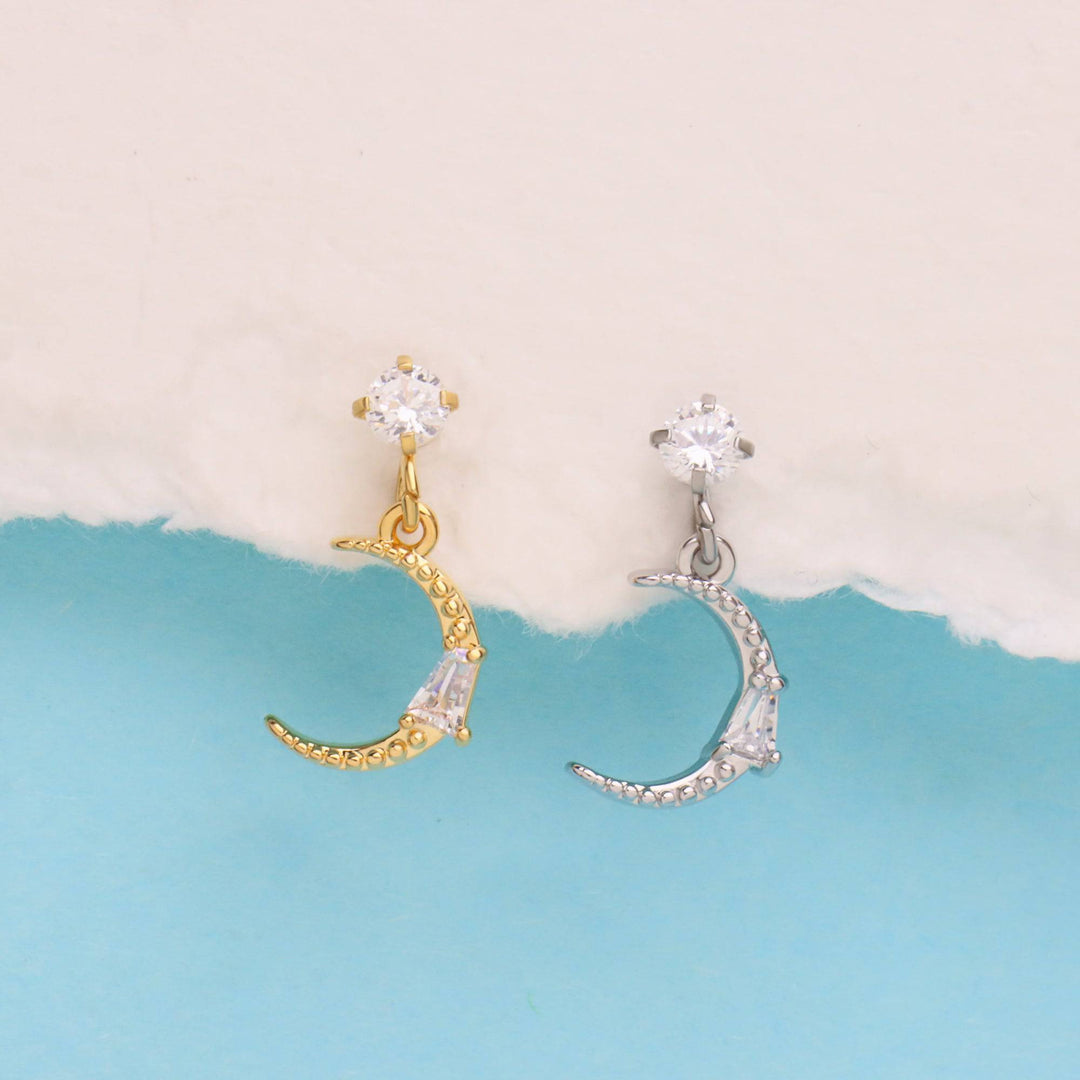 Shiny Crescent Drop Earring - OhmoJewelry