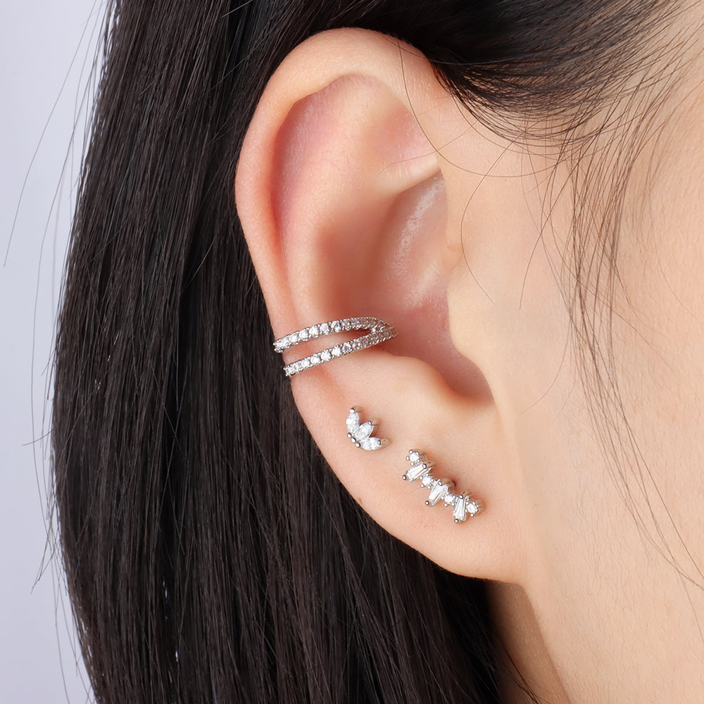 Sparkling Double Layer Ear Cuff - OhmoJewelry