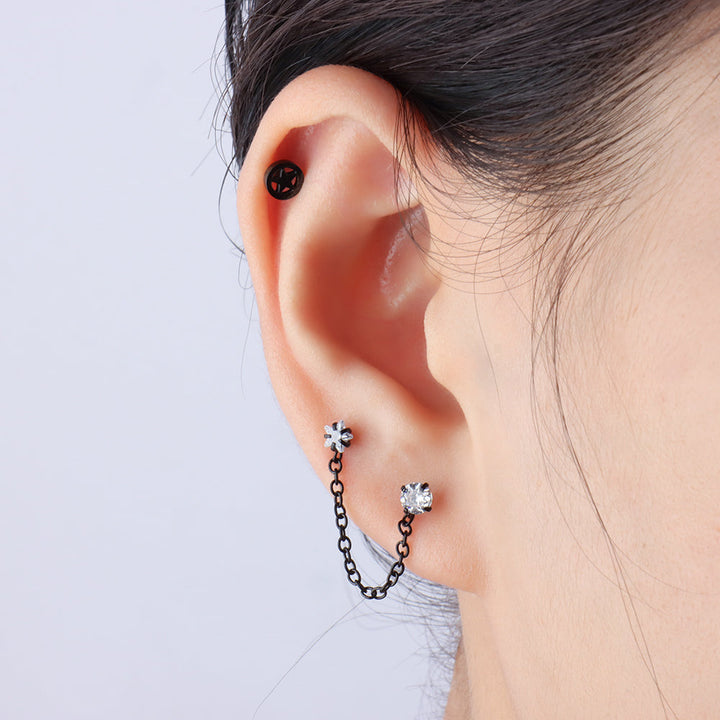 Sparkling Star Chain Earring - OhmoJewelry