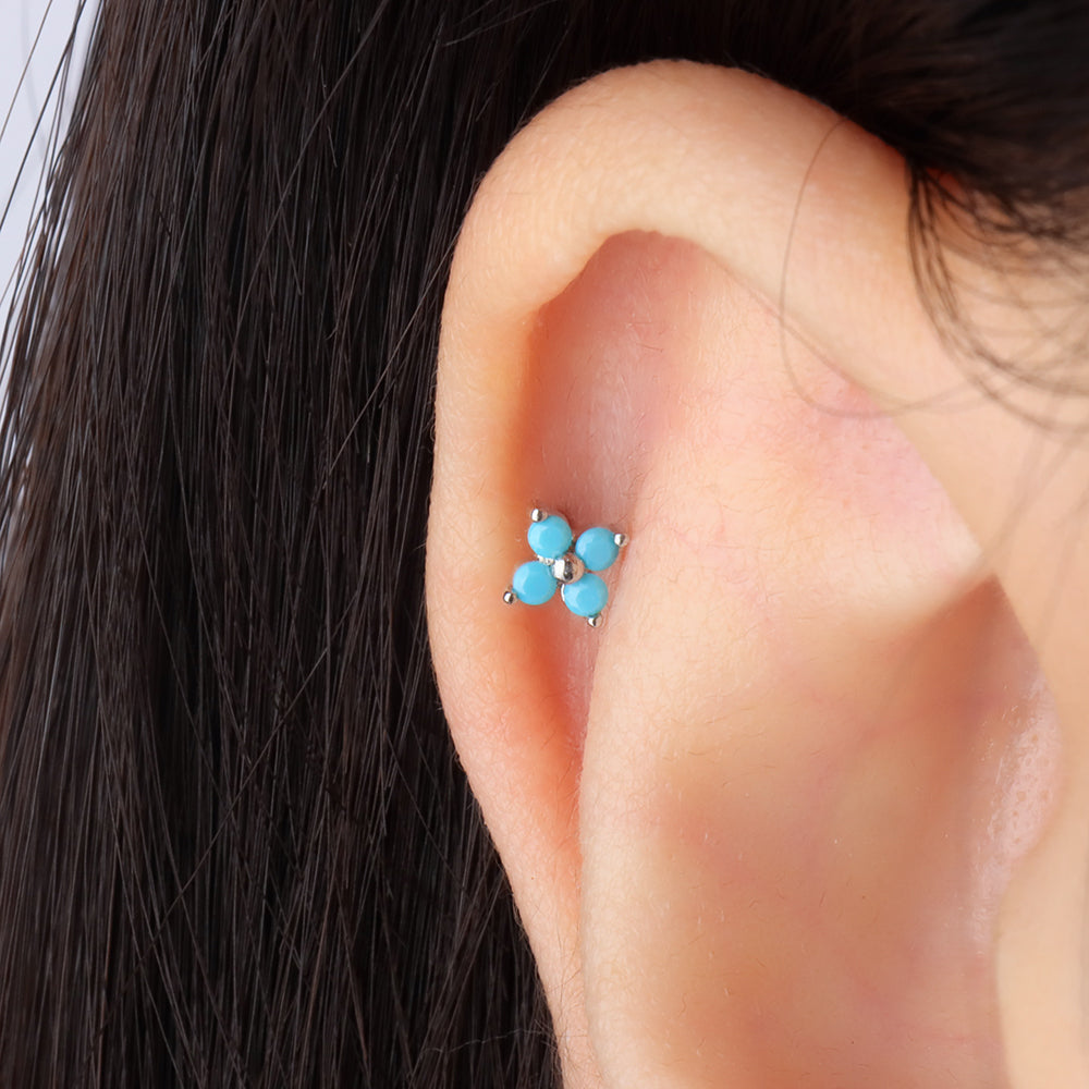 Turquoise Small Flower Stud - OhmoJewelry