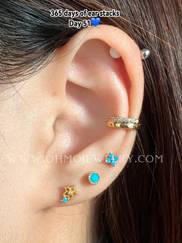 Turquoise Small Flower Stud - OhmoJewelry