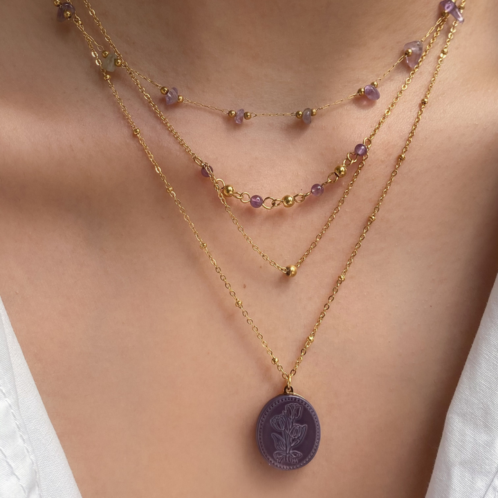Purple Rose Necklace - OhmoJewelry