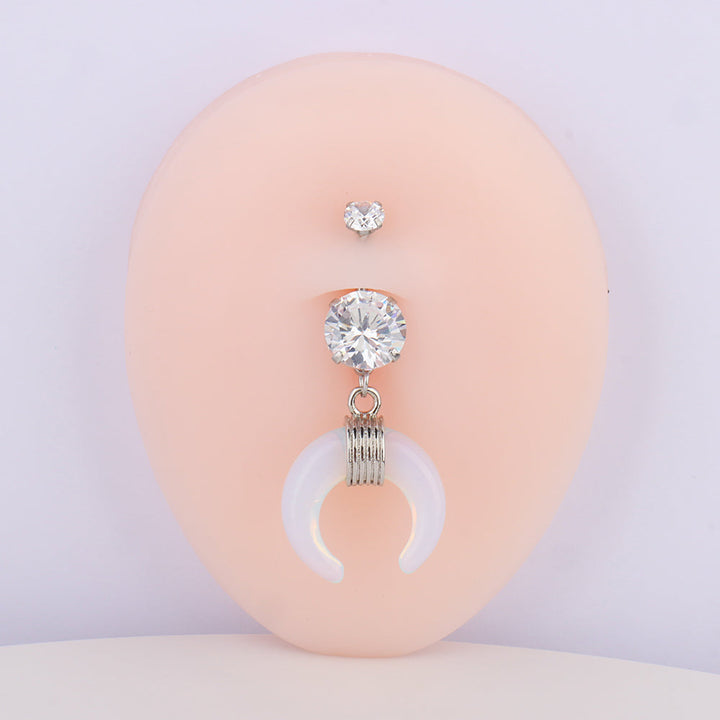Crescent Opal Belly Ring - OhmoJewelry