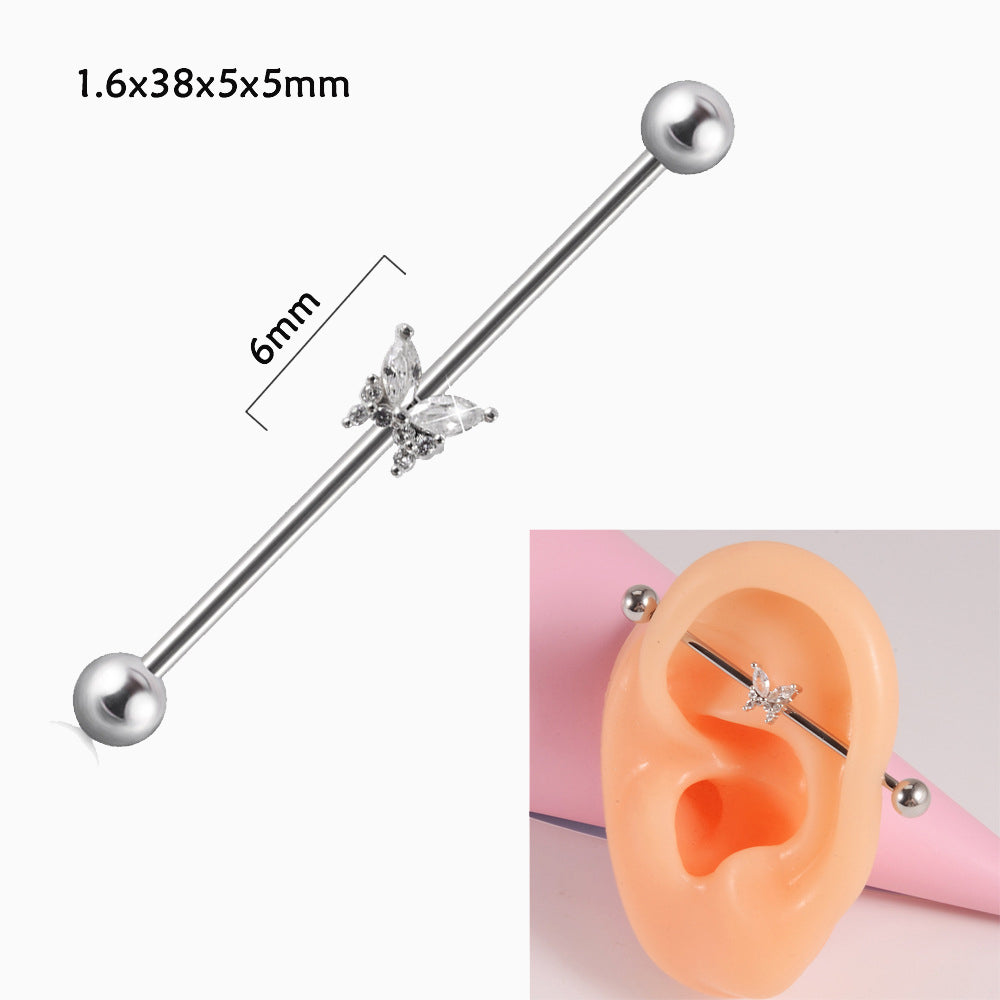 Beautiful Butterfly Industrial Barbell - OhmoJewelry