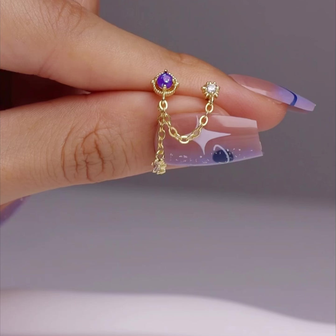 Mystery Purple Opal Chain Earring
