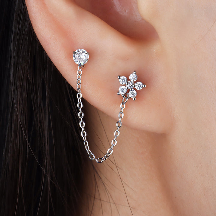 Sparkling Flower Chain Earring - OhmoJewelry